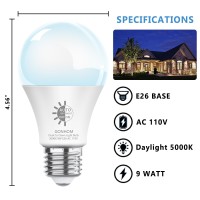 Gonhom 8 Pack Dusk To Dawn Light Bulbs Outdoor, 5000K-Daylight, 720Lm, 9W(60W Equivalent) A19 E26 Automatic On/Off Led Light Bulbs, Dusk To Dawn Led Outdoor Lighting For Porch Garage Patio