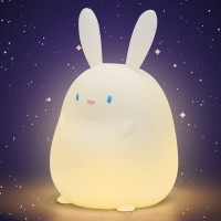 Amaredom Night Light For Kids With 2 Color Changing Mode & Dimming Function, Rechargeable Led Night Light With 20 Minutes Timer & Tap Control - Cute Bunny Shape Perfect Easter Decoration