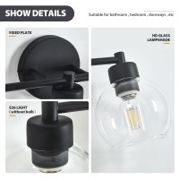 Bathroom Light Fixtures Matte Black Vanity Light 3 Light Bathroom Lights Over Mirror With Globe Glass Shade And Metal Base Va