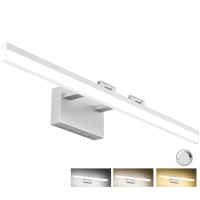 Solfart 31.5 Inch 3 Color Temperature Dimmable Modern Led Vanity Light Silver Finishing Bathroom Vanity Light Fixtures 3000K/ 4500K/ 6000K