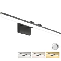 Solfart 39.4 Inch 3 Color Temperature Dimmable Vanity Light Black Bathroom Vanity Light Over Mirror Modern Led Adjustable Lighting Color 3000K/ 4500K/ 6000K