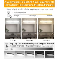 Solfart 39.4 Inch 3 Color Temperature Dimmable Vanity Light Black Bathroom Vanity Light Over Mirror Modern Led Adjustable Lighting Color 3000K/ 4500K/ 6000K