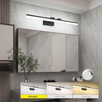 Solfart 39.4 Inch 3 Color Temperature Dimmable Vanity Light Black Bathroom Vanity Light Over Mirror Modern Led Adjustable Lighting Color 3000K/ 4500K/ 6000K