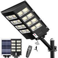 Gefolly 800W Solar Street Lights Outdoor, 80000Lm Commercial Parking Lot Light Dusk To Dawn, 6500K Solar Security Flood Lights Solar Led Lamp With Motion Sensor For Basketball Court, Road, Playground