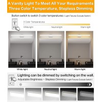 Solfart 3 Color Temperature Dimmable Bathroom Vanity Light 39.4 Inch Modern Silver Led Vanity Lighting Bathroom Vanity Light Fixtures Over Mirror 3000K/ 4500K/ 6000K