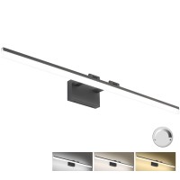 Solfart 47In Modern 3 Color Temperature Dimmable Led Vanity Light For Bathroom Lighting Fixtures Matt Black Over Mirror 3000K/ 4500K/ 6000K