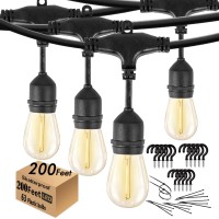 Skeerei 200Ft String Lights For Outside Led Patio Lights Outdoor Waterproof With 63 Shatteproof Edison Lights Outdoor String Lig