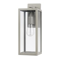 Globe Electric 44838 Bowery 1-Light Outdoor Indoor Wall Sconce, Matte Gray, Clear Glass Shade