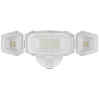 Cinoton Led Outdoor Security Flood Lights 50W With 3 Adjustable Heads, 6000Lm Ip65 Waterproof Aluminum Wall Lights 5000K Daylight For Garage Eave Yard Porch Garden Front Door, White