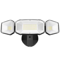 Cinoton Led Outdoor Security Flood Lights 50W With 3 Adjustable Heads, 6000Lm Ip65 Waterproof Wall Mount Switch Controlled Lights 5000K Daylight For Garage Eave Yard Porch Garden Front Door, Black