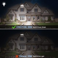 Cinoton Led Outdoor Security Flood Lights 50W With 3 Adjustable Heads, 6000Lm Ip65 Waterproof Wall Mount Switch Controlled Lights 5000K Daylight For Garage Eave Yard Porch Garden Front Door, Black