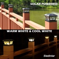 Siedinlar Solar Post Cap Lights Outdoor 2 Color Modes 8 Leds For 4X4 5X5 6X6 Posts Fence Patio Deck Decoration Warm White & Cool White Lighting Black (1 Pack)