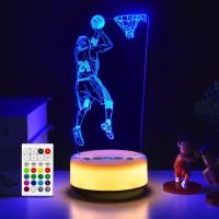 Kymellie Basketball Night Light Basketball Gifts For Boys Basketball Lover 14 Colors Led Bedroom Sports Decor Lamp With Remote