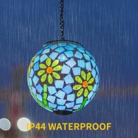 Vcuteka Solar Lanterns Outdoor Waterproof Hanging Solar Lights Garden Led Lanterns Mosaic Glass Design For Landscape Patio Yar