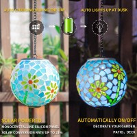 Vcuteka Solar Lanterns Outdoor Waterproof Hanging Solar Lights Garden Led Lanterns Mosaic Glass Design For Landscape Patio Yar