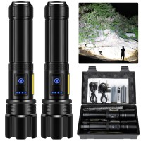 Kicoeoy Rechargeable Flashlights High Lumens, Led Flashlight 290000 Lumens Bright Flash Light With 7 Modes, Flashlights For Camping, Emergencies, Ipx7 Waterproof (2 Pack)