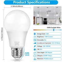 Maxvolador A19 Led Light Bulbs, 100 Watt Equivalent Led Bulbs, Daylight 5000K, 1500 Lumens, E26 Standard Base, Non-Dimmable, 13W Bright White Led Bulbs For Bedroom Living Room Home Office, 10-Pack