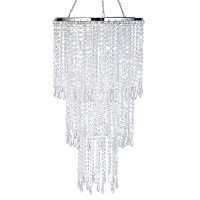 Flavorthings Modern Chrome Beaded Hanging Chandelier W1025 X H20 3 Tiers Beads Pendant Shade Ceiling Chandelier Beaded La