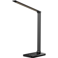 Ambertronix Led Desk Lamp With Usb Charging Port, Dimmable Eye-Caring Reading Desk Light For Home, With 5 Brightness Level & 3 Lighting Modes, Touch Control, Auto Timer (Black)