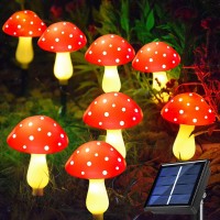 Windpnn 8Pack Red Solar Mushroom Lamp 8 Modes Outdoor Waterproof For Garden Decor Christmas Halloween Yard Lawn