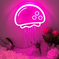 Colorneon Jellyfish Neon Sign For Bedroom Decor Handmade Jelly Fish Neon Signs For Wall Decor Dimmable Pink Led Seajelly Neon