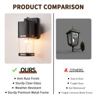 Dusk To Dawn Porch Lights Outdoor Wall Lantern Small Modern Outdoor Sconces Wall Lighting With Clear Glass Shade, Exterior Wall Sconce With Photocell Sensor For House, Garage, Front Door Lighting