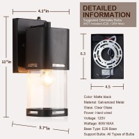 Dusk To Dawn Porch Lights Outdoor Wall Lantern Small Modern Outdoor Sconces Wall Lighting With Clear Glass Shade, Exterior Wall Sconce With Photocell Sensor For House, Garage, Front Door Lighting