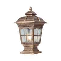 Spuik Outdoor Post Light 17''H Exterior Lamp Post Lantern Fixture Waterproof Aluminum Classic Vintage Column Lights Antique Yard Outside Pillar Light E26 Base Bronze