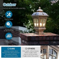 Spuik Outdoor Post Light 17''H Exterior Lamp Post Lantern Fixture Waterproof Aluminum Classic Vintage Column Lights Antique Yard Outside Pillar Light E26 Base Bronze