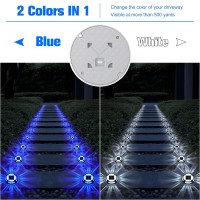 Volisun Solar Driveway Lights Deck Lights Dock Marine Lights,12 Pack Solar Ground Lights 2 Colors In 1 Led Deck Light Waterproof,Driveway Marker Light For Pathway Warning Step Wireless (White/Blue)