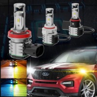 Alla Lighting 5200 Lumens H16 H8 H11 LED Fog Lights Bulbs or DRL Replacement Triple Color switchback 6000K Xenon White 3000K Golden Yellow and 8000K Ice BLue CSP 7035SMD Extremely Super Bright Upgrade Halogen Lamps Packages Includes one pair 2pcs Alla Lig