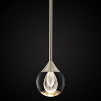 Sunmoo 1-Light Teardrop Crystal Pendant Light, Mini Led Crystal Globe Hanging Light Fixture, Modern Ceiling Pendant Lighting For Kitchen Island Dining Room Bedroom Bar 3000K 8W Brush Nickel