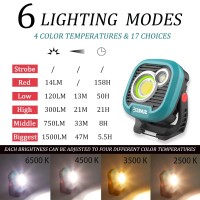 Led Rechargeable Magnetic Work Light Sunrei Mechanic Light Power Bank 180 Rotating 1500Lm 6 Modes Magnetichook Ipx5 Waterproo