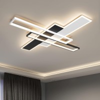 Okes Led Ceiling Light Fixture 85W Flush Mount Ceiling Lights With Remote Black Square Acrylic Modern Ceiling Lamp For Bedroom K