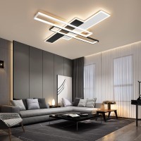 Okes Led Ceiling Light Fixture 85W Flush Mount Ceiling Lights With Remote Black Square Acrylic Modern Ceiling Lamp For Bedroom K