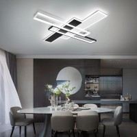 Okes Led Ceiling Light Fixture 85W Flush Mount Ceiling Lights With Remote Black Square Acrylic Modern Ceiling Lamp For Bedroom K