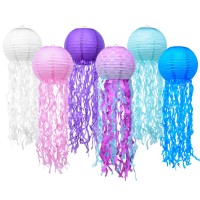 Jelly Fish Paper Lanterns 6 Pcs Hoyechi Hanging Colorful Jellyfish Lantern For Mermaid Unicorn Theme Classroom Decoration Unde