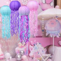 Jelly Fish Paper Lanterns 6 Pcs Hoyechi Hanging Colorful Jellyfish Lantern For Mermaid Unicorn Theme Classroom Decoration Unde