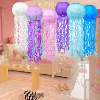 Jelly Fish Paper Lanterns 6 Pcs Hoyechi Hanging Colorful Jellyfish Lantern For Mermaid Unicorn Theme Classroom Decoration Unde