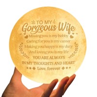 Doptika Engraved Moon Lamp Night Light - You Are Always In My Thoughts And Heart - Moon Light With Touch Control Brightness - From Husband To Wife Valentine Gift For Her (Ml-044-Huswif(Q))