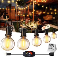 Xurisen Outdoor String Lights With Dimmer 98Ft Led Patio Lights For Outside With 52 Shatterproof G40 Globe Bulbs Ul Listed Wate