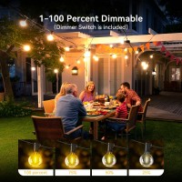 Xurisen Outdoor String Lights With Dimmer 98Ft Led Patio Lights For Outside With 52 Shatterproof G40 Globe Bulbs Ul Listed Wate