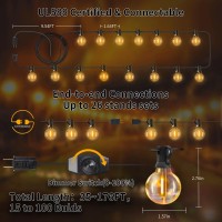 Xurisen Outdoor String Lights With Dimmer 176Ft Led Patio Lights For Outside With 1008 Shatterproof G40 Globe Bulbs Ul Listed