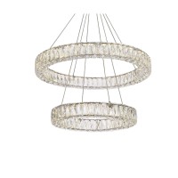 Monroe 28 Inch Led Double Ring Chandelier In Chrome