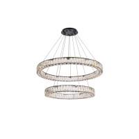 Monroe 36 Inch Led Double Ring Chandelier In Black