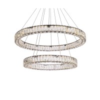 Monroe 36 Inch Led Double Ring Chandelier In Black