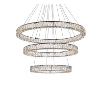 Monroe 41 Inch Led Triple Ring Chandelier In Black