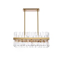 Serephina 30 Inch Crystal Rectangle Chandelier Light In Satin Gold