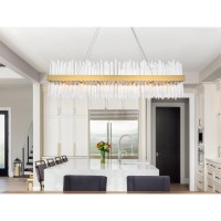 Dallas 48 Inch Rectangle Crystal Pendant In Satin Gold