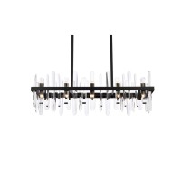 Serena 36 Inch Crystal Rectangle Chandelier In Black